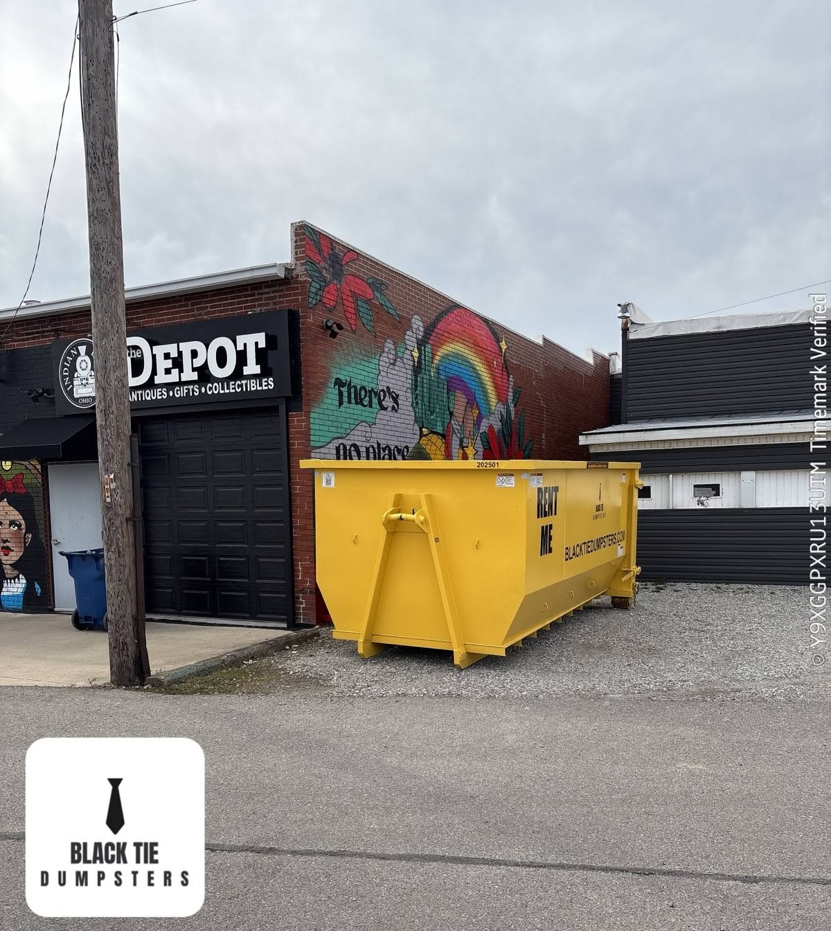 Black Tie Dumpsters dumpster delivered behind The Depot in Kenton, Ohio